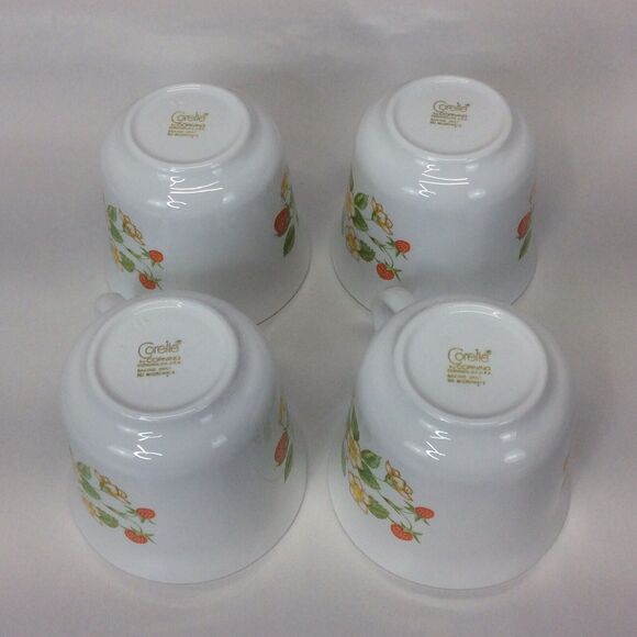 Vintage Corelle Strawberry Sundae 8oz Tea/Coffee Cups/Mugs Set of 4 Collectible - Picture 3 of 8